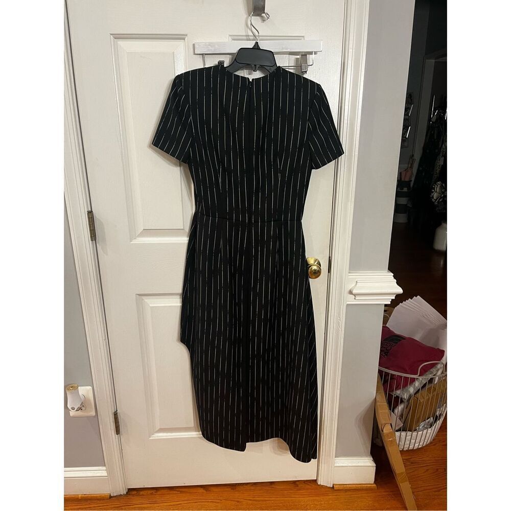 Alexander McQueen Broken Pinstripe Black & Ivory High Low Dress sz 42 or US 6 NW - Picture 8 of 11